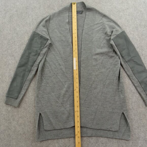 AX Armani Exchange Cardigan Sweater Womens Medium Gray Wool Leather - Picture 6 of 16